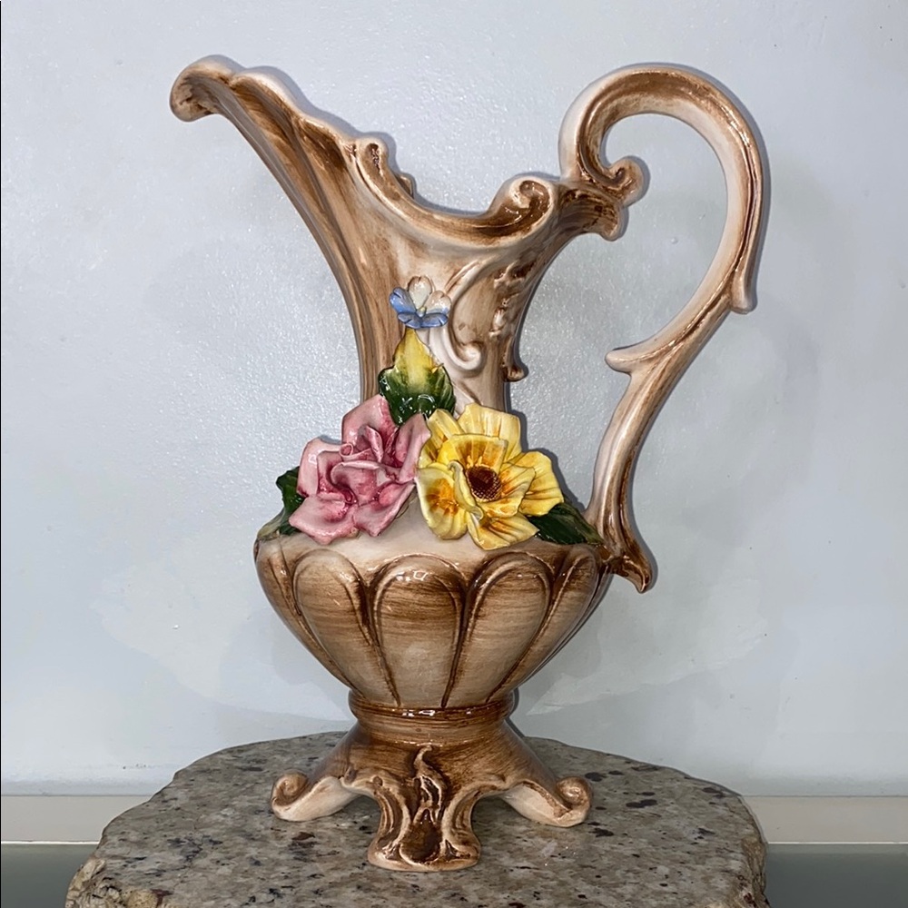Vintage Capodimonte Italian Pitcher Italy 466 Vintage Table Decor RARE Ceramic